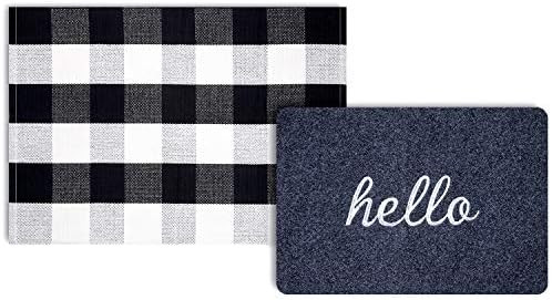 2 Pieces Welcome Doormat Hello Mat 18 x 28 Inch Indoor Outdoor Welcome Mat with Rubber Non Slip B... | Amazon (US)