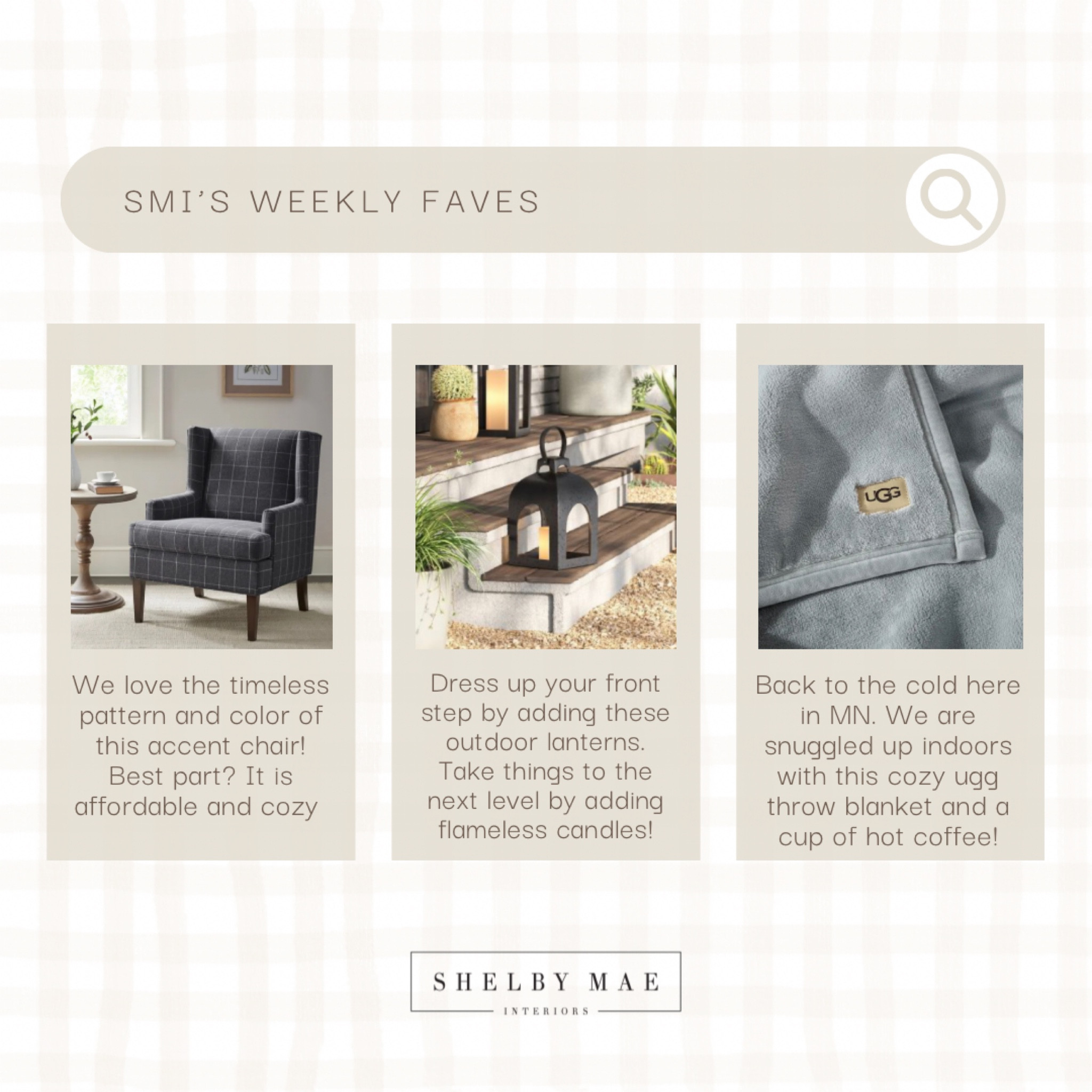 SMI weekly faves complement this week's weather! Cozy up, Minnesotans. The snow is back ❄️

#LTKfamily #LTKhome #LTKstyletip