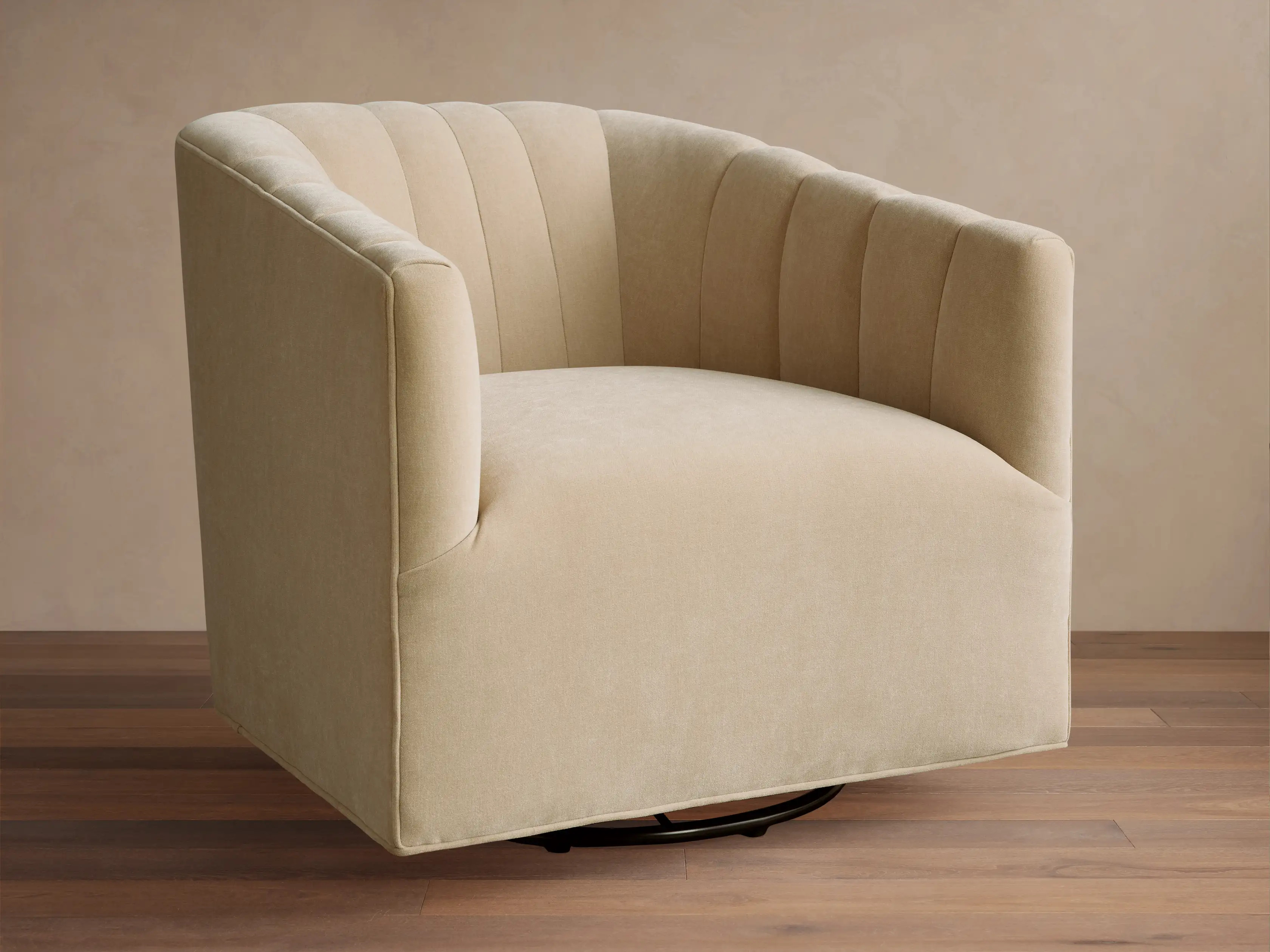 Ellison Channel-Stitched Swivel Chair | Arhaus
