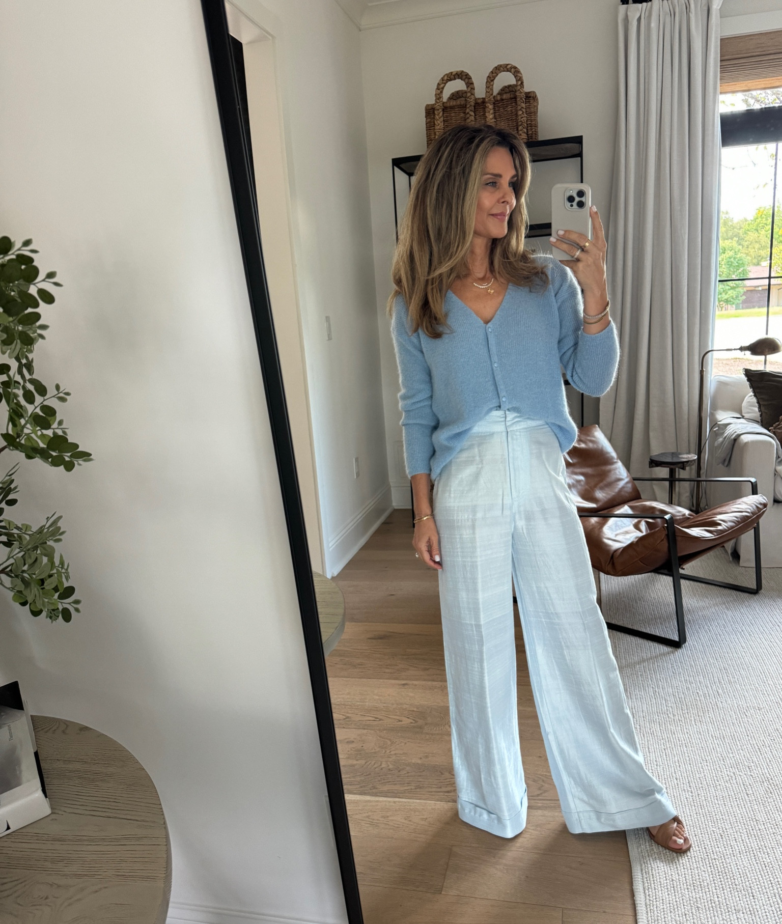 -Julia Amory Dupoini silk pant. Sz XS color Gracie. This color all year please! Discount code Tammy15
💥several colors are on sale. My discount code stacks on that! 
💟I ordered the lilac to wear with Camel for the fall. 

-Sezane sweater sz XS 
-Inez heels TTS Discount code Tammy15 

#LTKWorkwear #LTKOver40 #LTKStyleTip