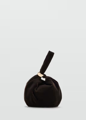 Mango velvet pouch bag with gold accent in brown | ASOS (Global)