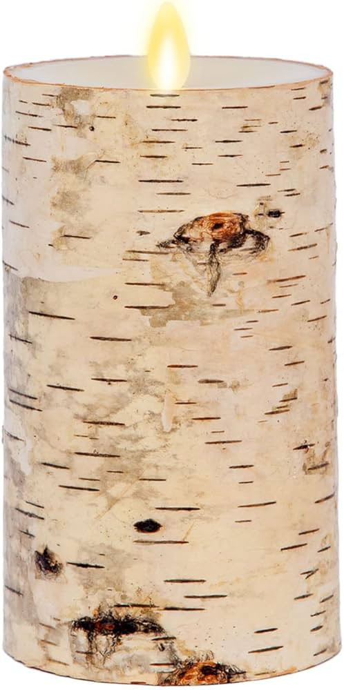 Luminara Real Birch Bark Wrapped Flameless LED Candle, 3.5" x 6.5", Battery Operated Moving Flame... | Amazon (US)