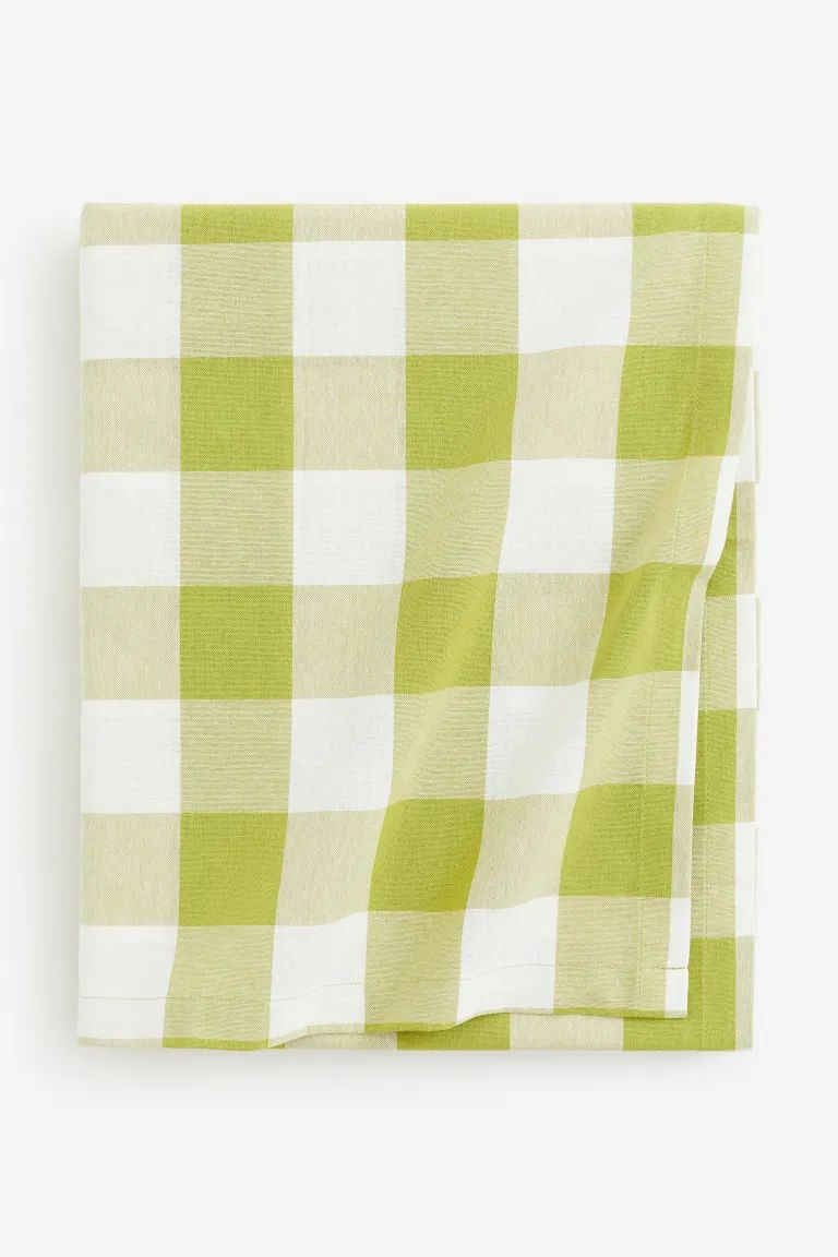 Patterned Cotton Tablecloth - Green/checked - Home All | H&M US | H&M (US + CA)