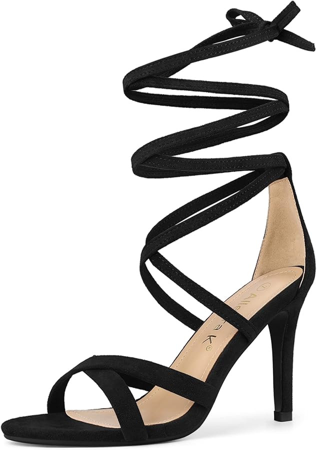 Allegra K Women's Lace Up Heels Stiletto High Heel Sandals | Amazon (US)