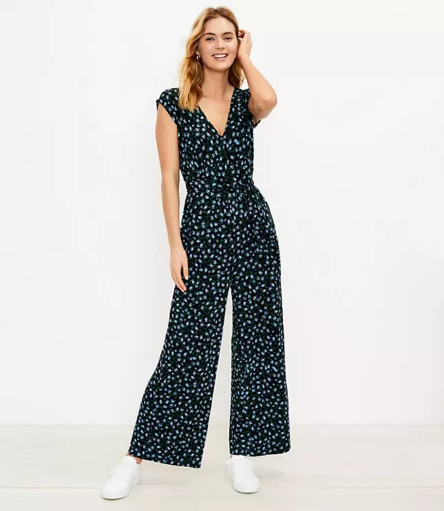Floral Cap Sleeve Jumpsuit | LOFT