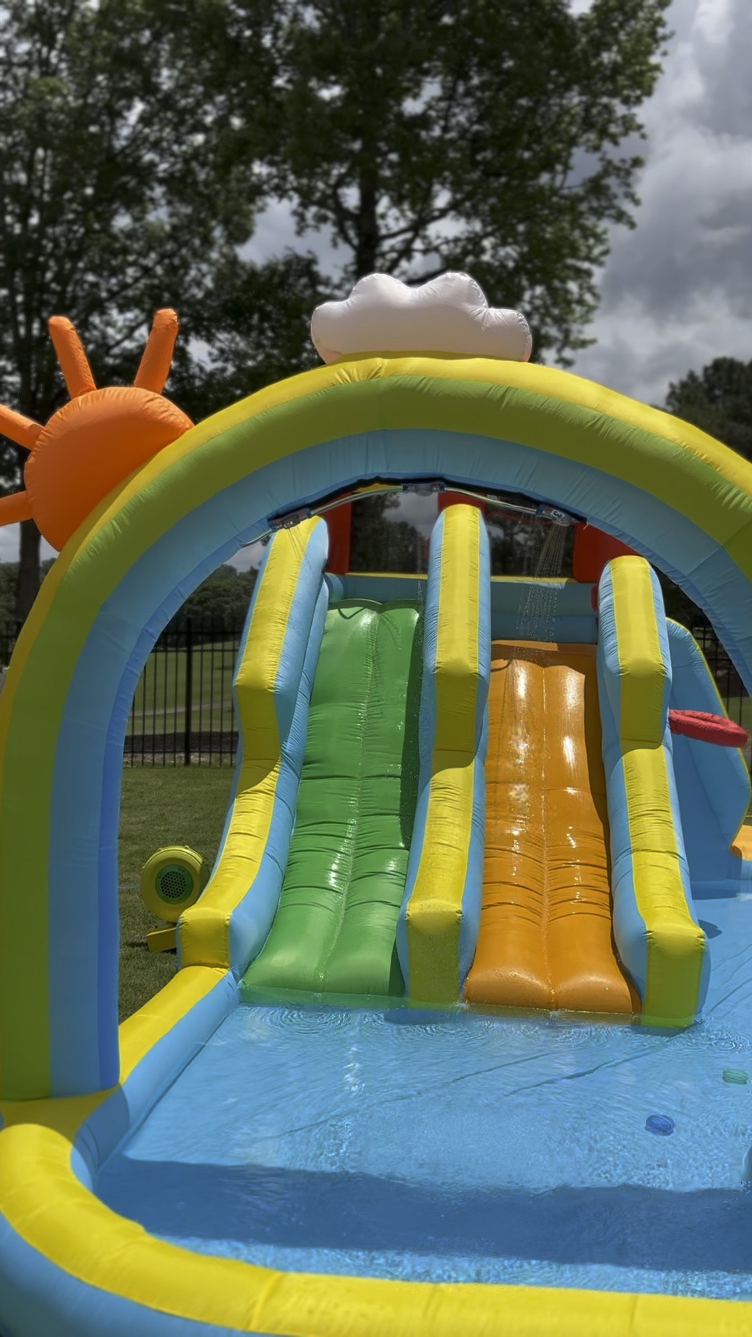 This inflatable double water slide was a hit at the birthday party. It comes with a blower but has a hookup for a second blower, so I bought a second one. Having two blowers made it super sturdy! We had kids between the ages of 2-9. Make sure to use a tarp! We didn’t and things got very muddy! 

#LTKkids
