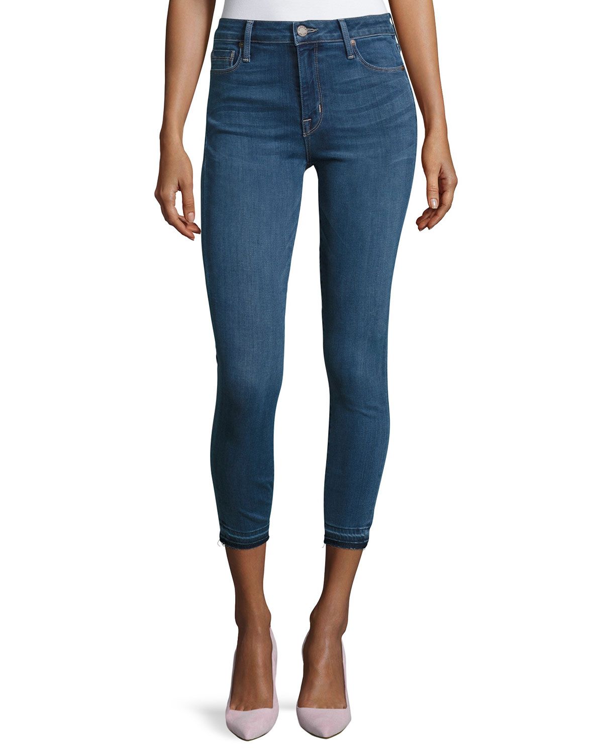 Bombshell Cropped Skinny Jeans, Medium Blue | Neiman Marcus