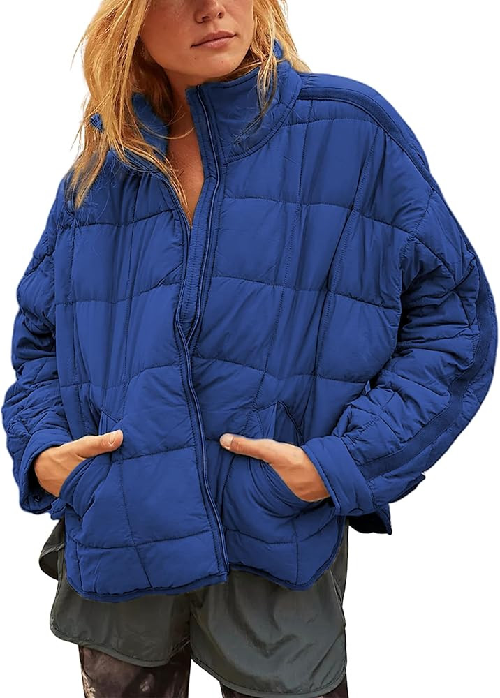 Bianstore Women's Oversized Splice Quilted Lightweight Puffer Jacket Casual Padded Coat | Amazon (US)