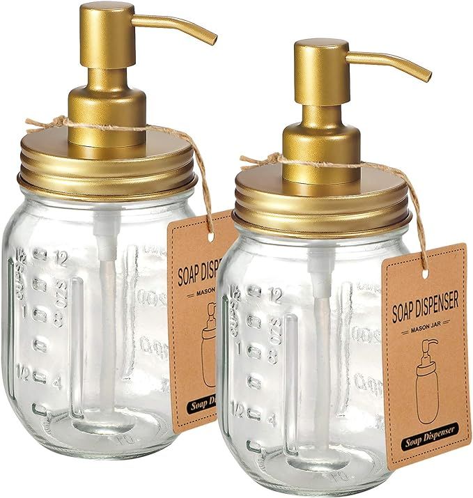 Mason Jar Liquid Soap Dispenser -Rustproof Stainless Steel Farmhouse Decor for Bathroom Vanities,... | Amazon (US)