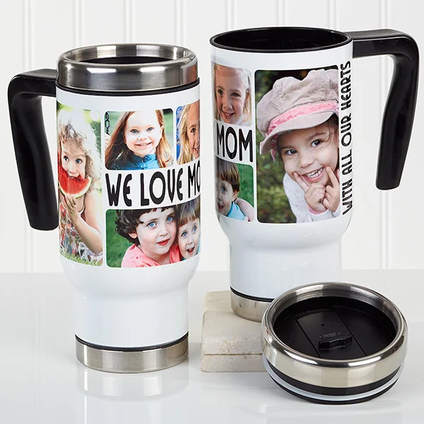 5 Photos Loving Message Personalized 14 oz. Commuter Travel Mug | Personalization Mall