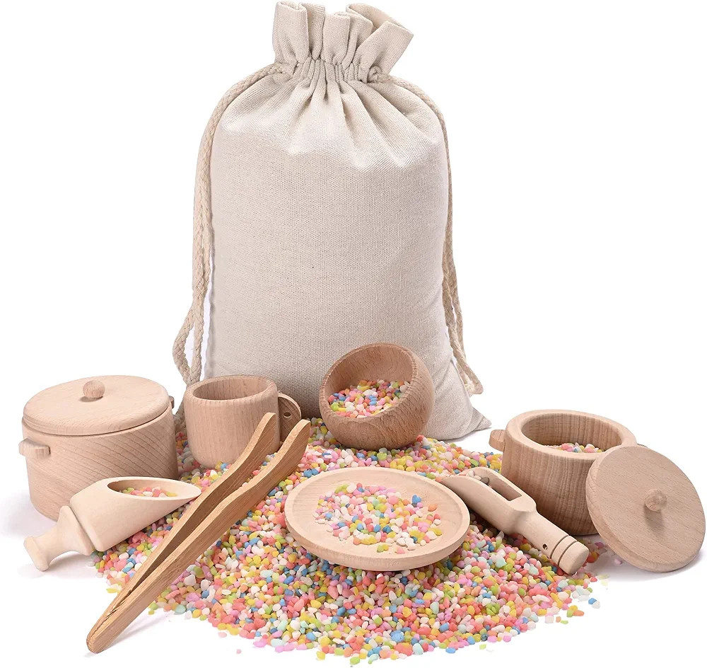 Sensory Bin Toys for Toddlers - Montessori & Waldorf Pretend Play Dish & Tongs - Fine Motor Learn... | Amazon (US)