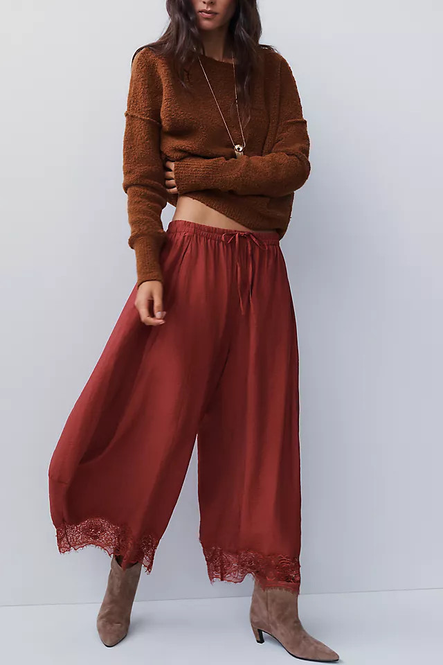 Reverie Lace-Trim Tapered Pants | Anthropologie (US)