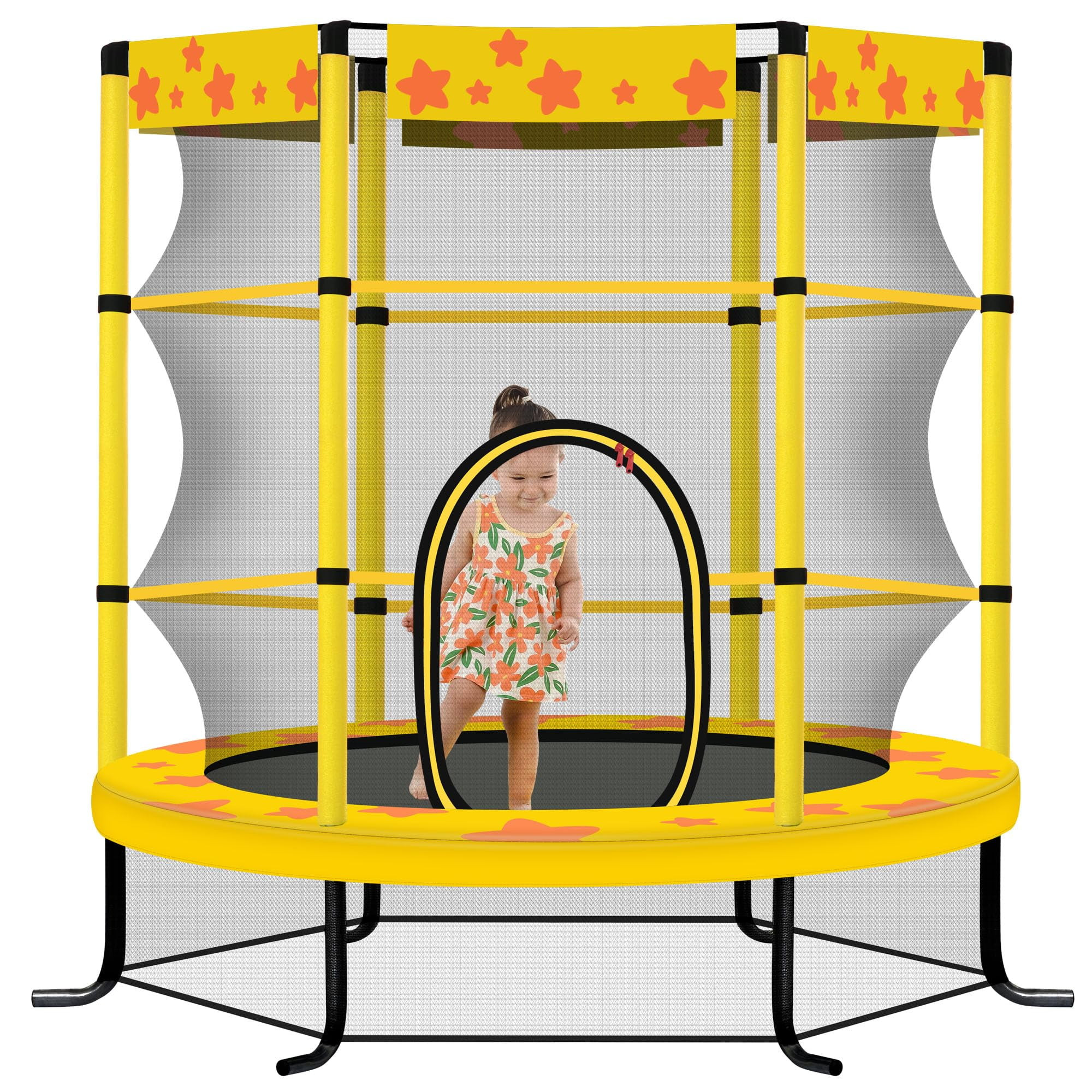 Leuco 55" Kids Trampoline,5FT Indoor & Outdoor Mini Trampoline with Safety Enclosure Age 1-8, Yel... | Walmart (US)