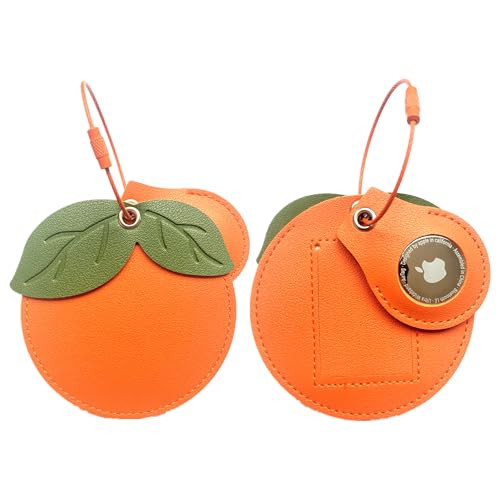Cute Leather Luggage Tag Holder with Airtag Case Set,Hidden Compartment for AirTag Travel Suitcase Tracking Case with Stainless Steel Loop,Name ID Label(Persimmon) | Amazon (US)