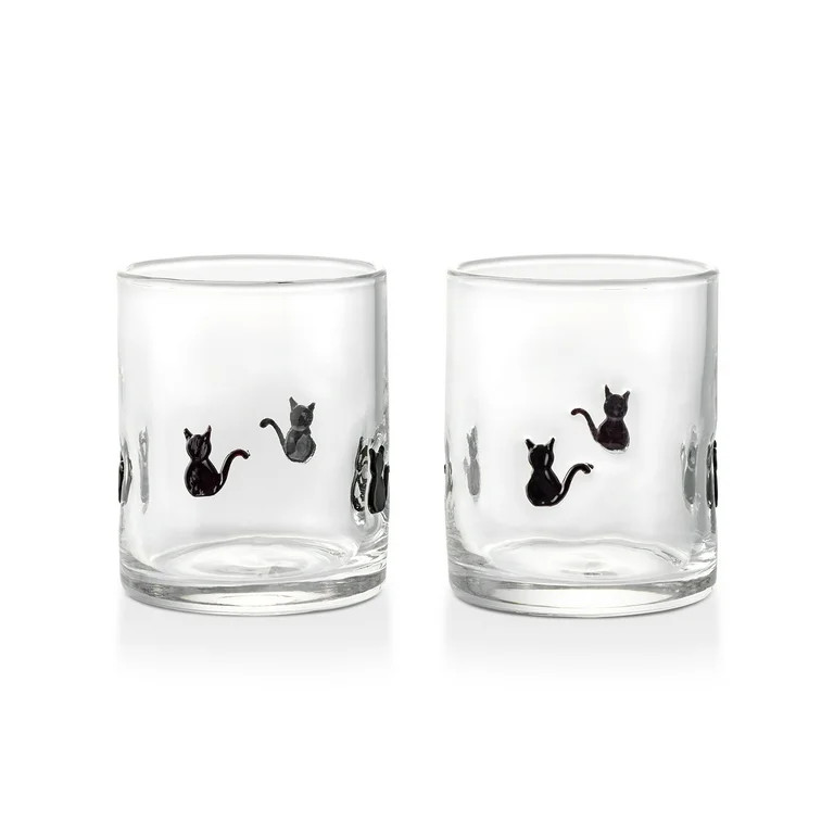 Thyme & Table 12 fl oz Halloween Cat Charm Drinking Glasses, Set of 2 - Walmart.com | Walmart (US)