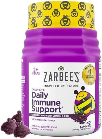 Zarbee’s Kids Elderberry Immune Support Supplement Gummies, Vitamins A C D3 E & Zinc, Elderberr... | Amazon (US)
