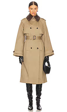L'Academie Aura Trench Coat in Khaki from Revolve.com | Revolve Clothing (Global)