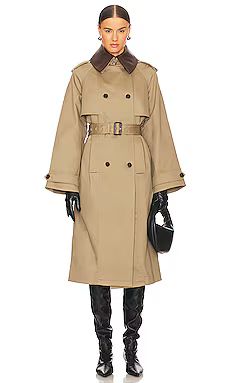 L'Academie Aura Trench Coat in Khaki from Revolve.com | Revolve Clothing (Global)