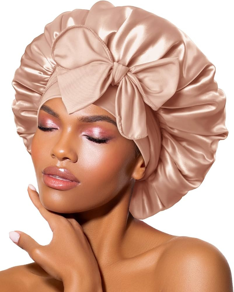 BONNET QUEEN Silk Bonnet for Sleeping Women Satin Bonnet Night Sleep Cap Wrap for Curly Hair with... | Amazon (US)