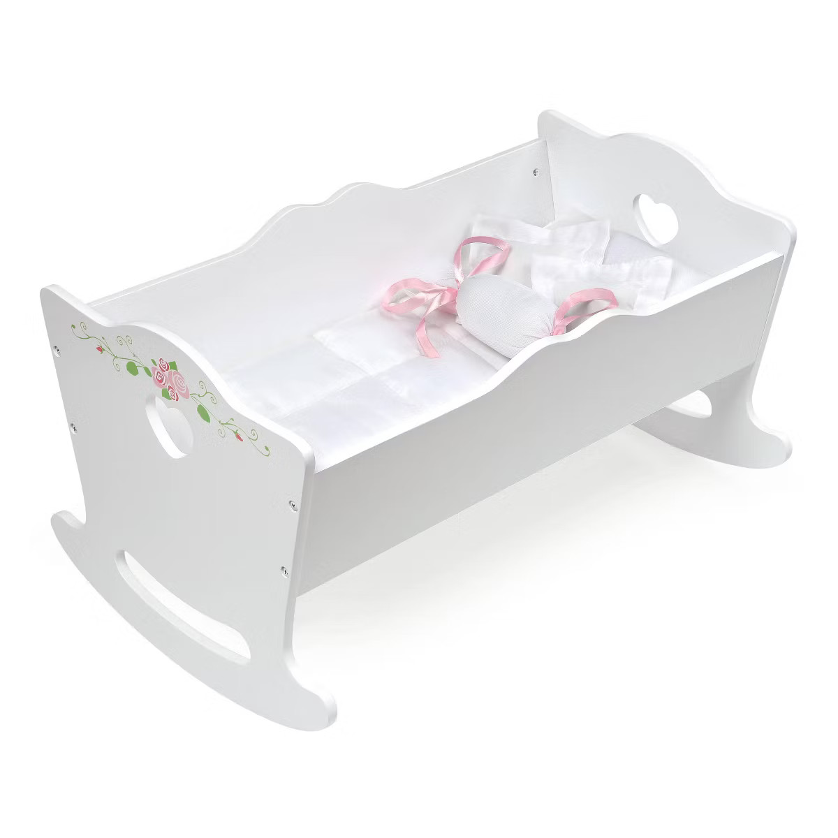 Badger Basket Doll Cradle with Bedding and Free Personalization Kit - White Rose | Target