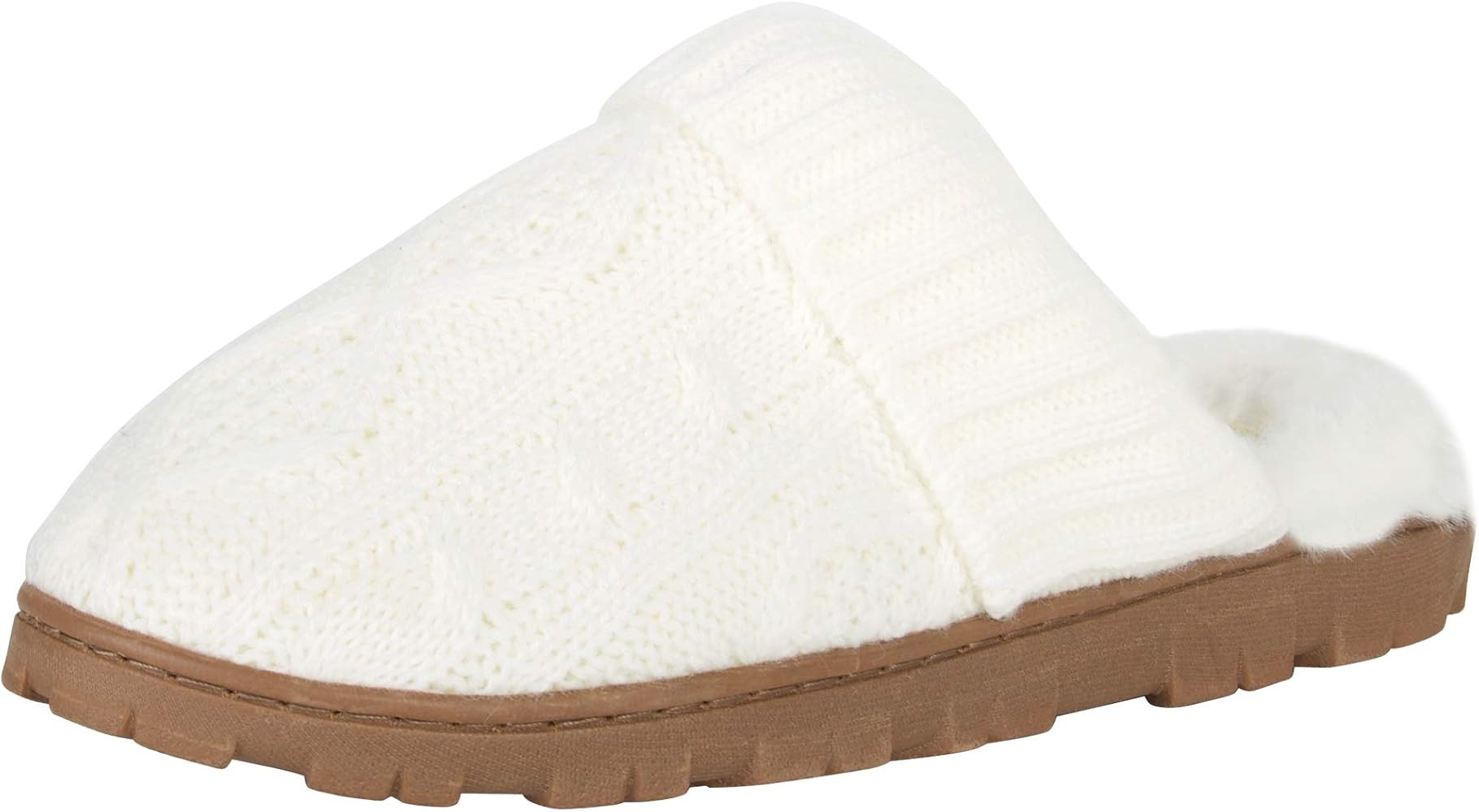 Jessica Simpson Women's Soft Cable Knit Slippers with Indoor/Outdoor Sole | Amazon (US)