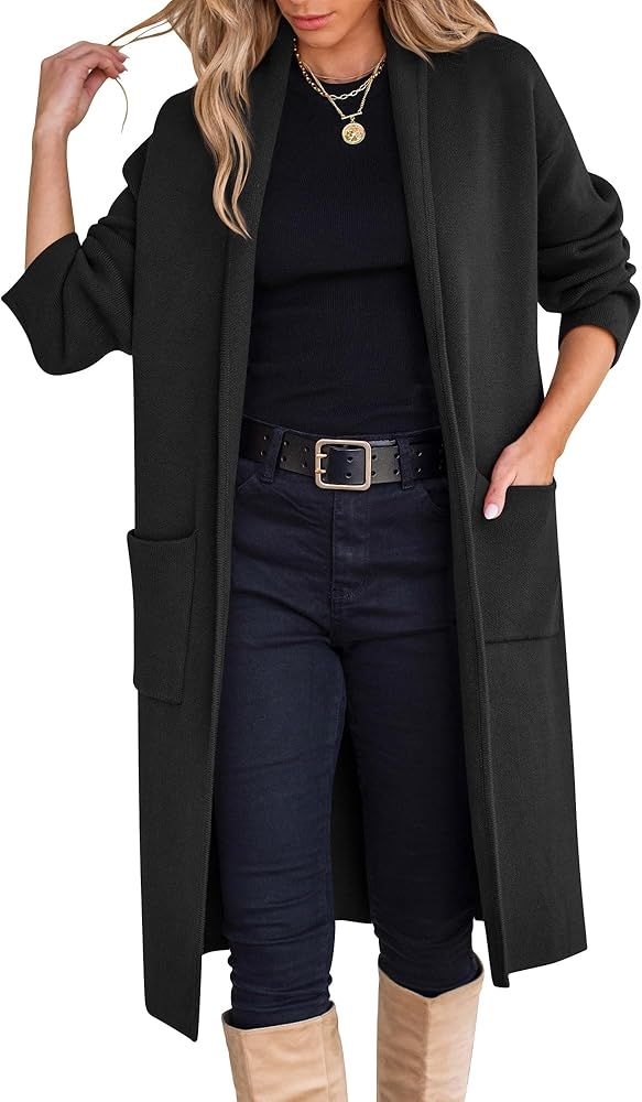 ANRABESS Women's Cardigan Long Sweater Oversized Open Front Knit Duster Coat 2024 Trendy Lady Fal... | Amazon (US)