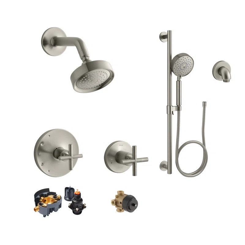 Kohler Purist Rite Temp Showering Kit with Multi-function handshower and slidebar | Wayfair North America