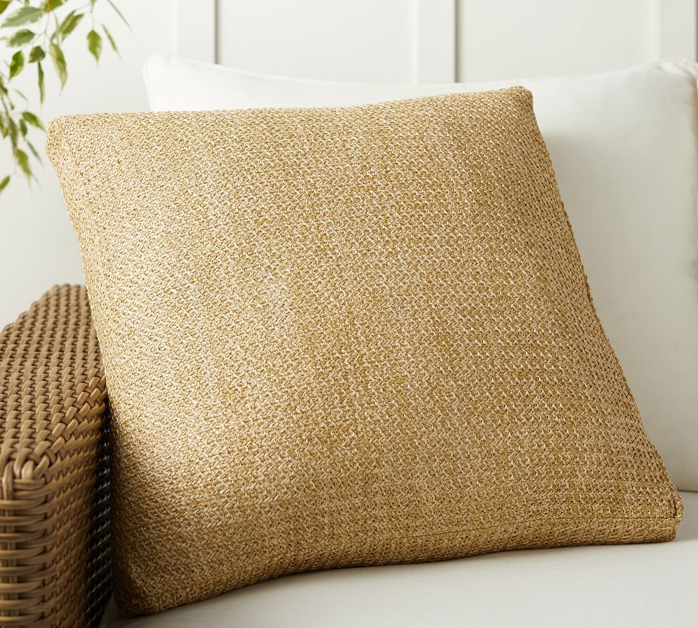 Faux Natural Fiber Gusset Indoor/Outdoor Pillow | Pottery Barn (US)