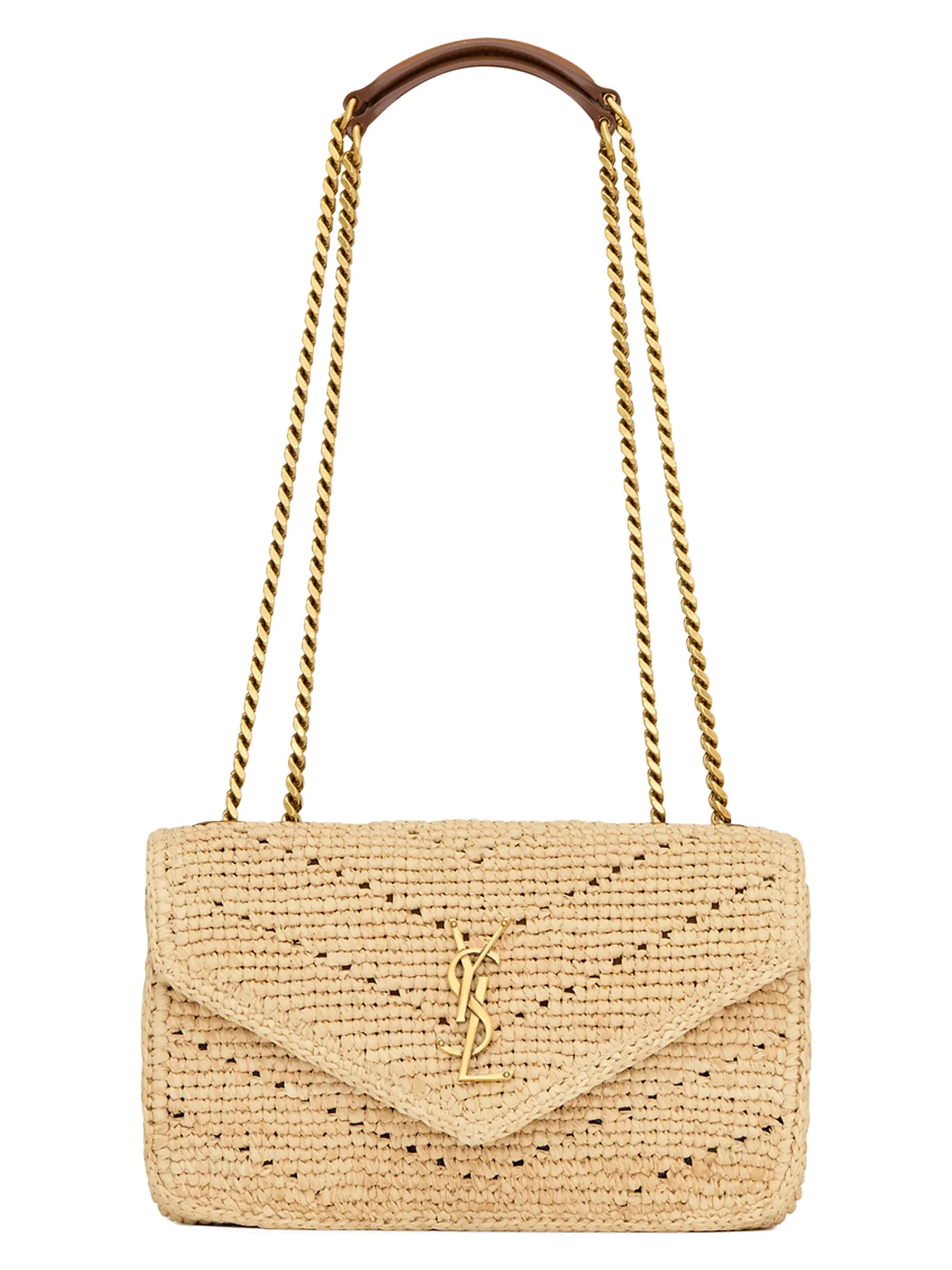 Saint Laurent Loulou Small Shoulder Bag in Raffia | Saks Fifth Avenue | Saks Fifth Avenue