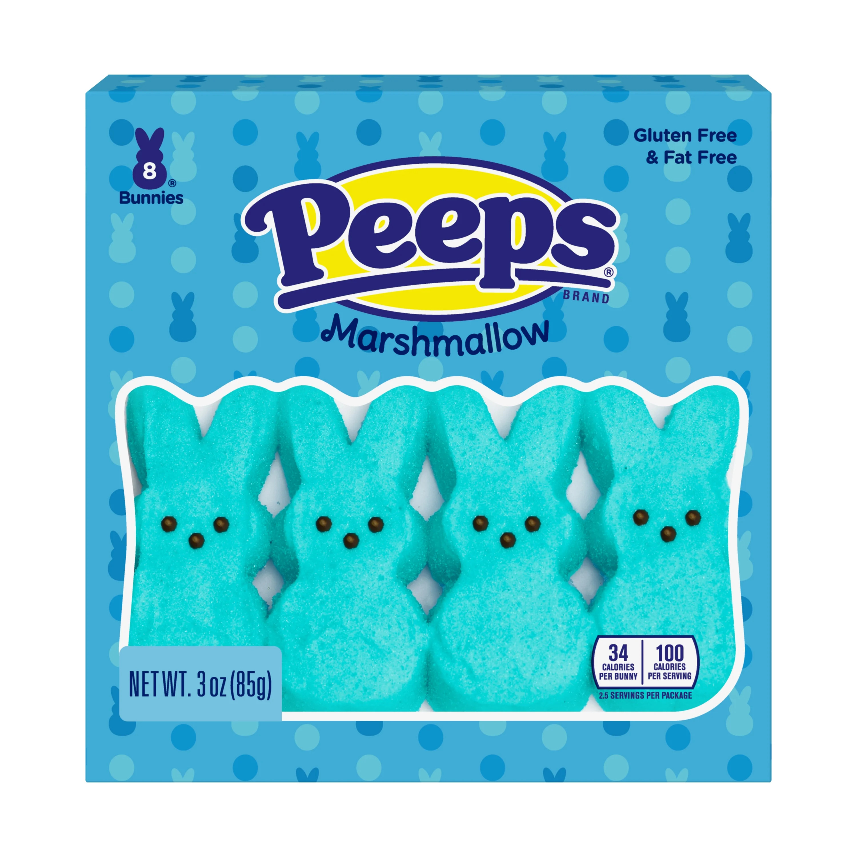 PEEPS, Blue Marshmallow Bunnies Easter Candy, 8 Count (3.0 Ounce) - Walmart.com | Walmart (US)