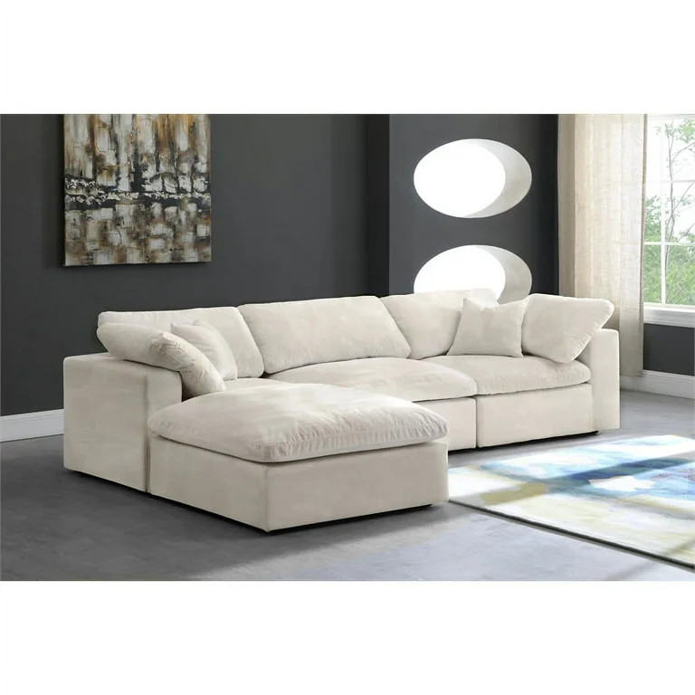 Meridian Furniture Cozy Cream Velvet Modular Sectional | Walmart (US)