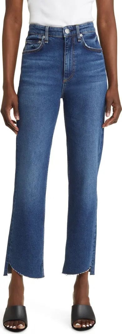 Harlow High Waist Fray Curve Hem Jeans | Nordstrom