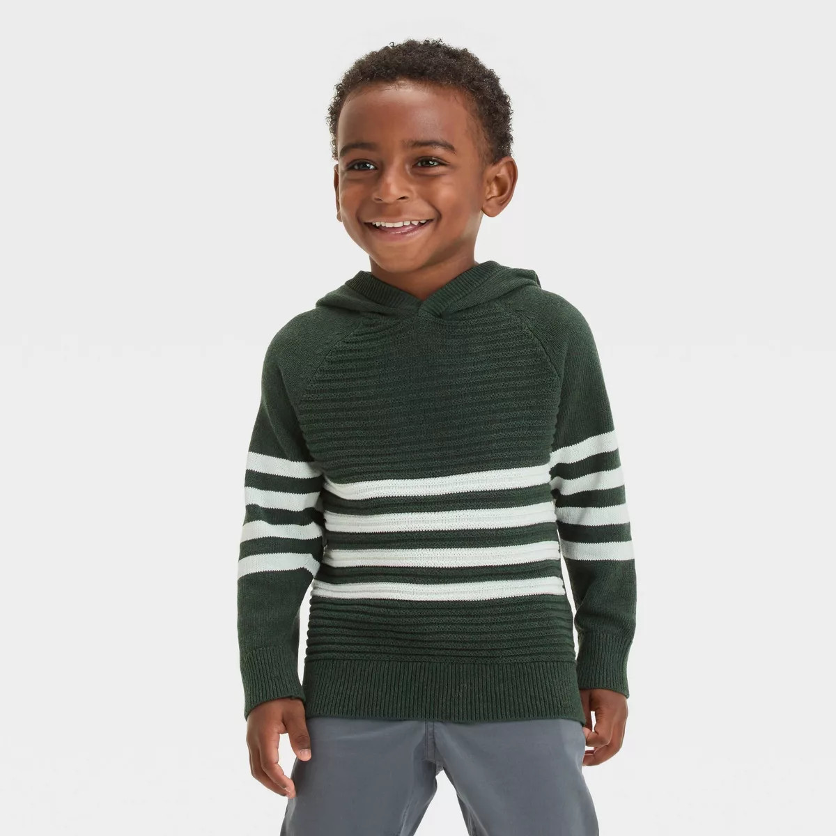 Toddler Boys' Hooded Striped Sweater - Cat & Jack™ Green | Target