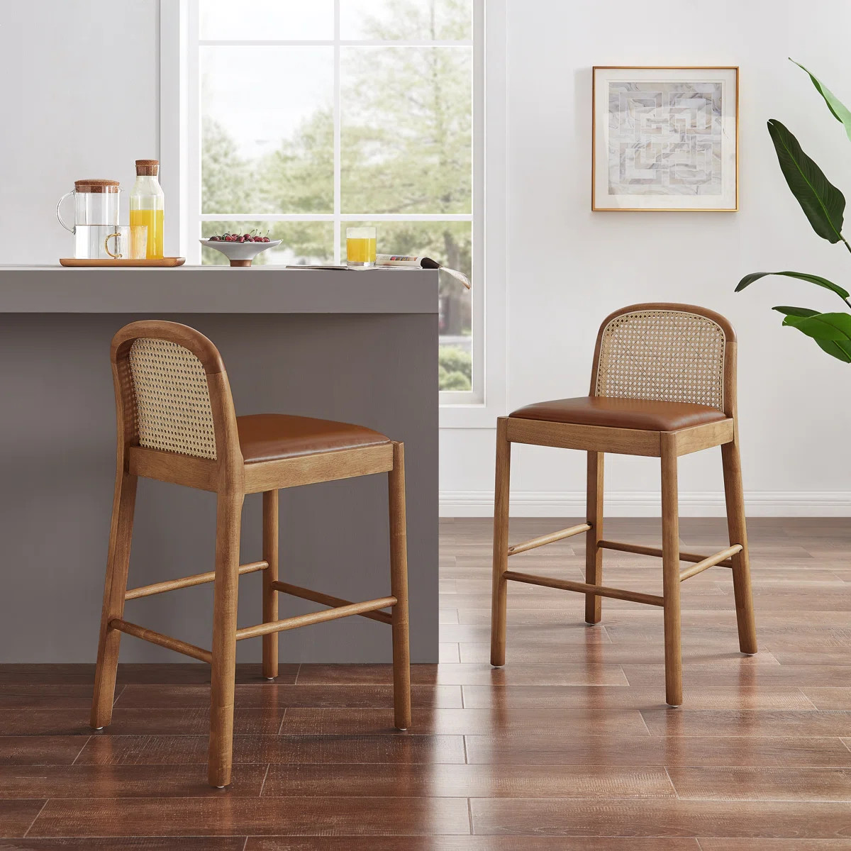 Brishaun Faux Leather Counter Stool (Set of 2) | Wayfair North America