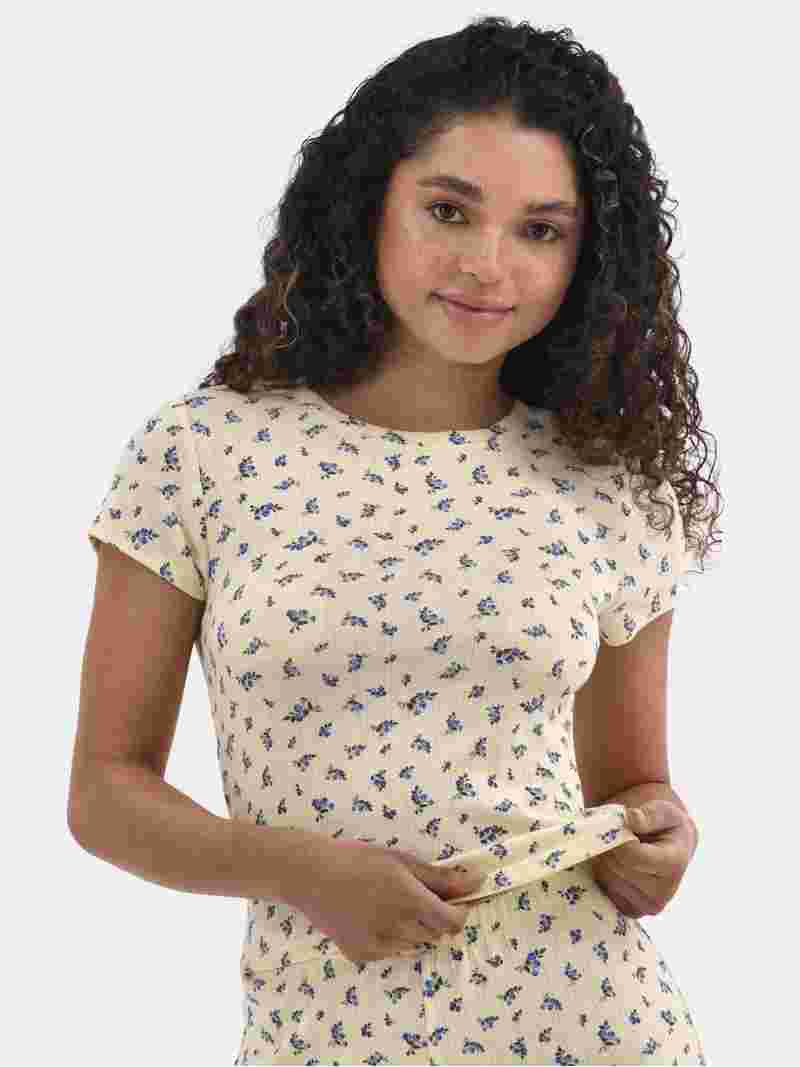 No Boundaries Sleepwear Pointelle Baby Tee, Women's, Sizes XS-XXL | Walmart (US)