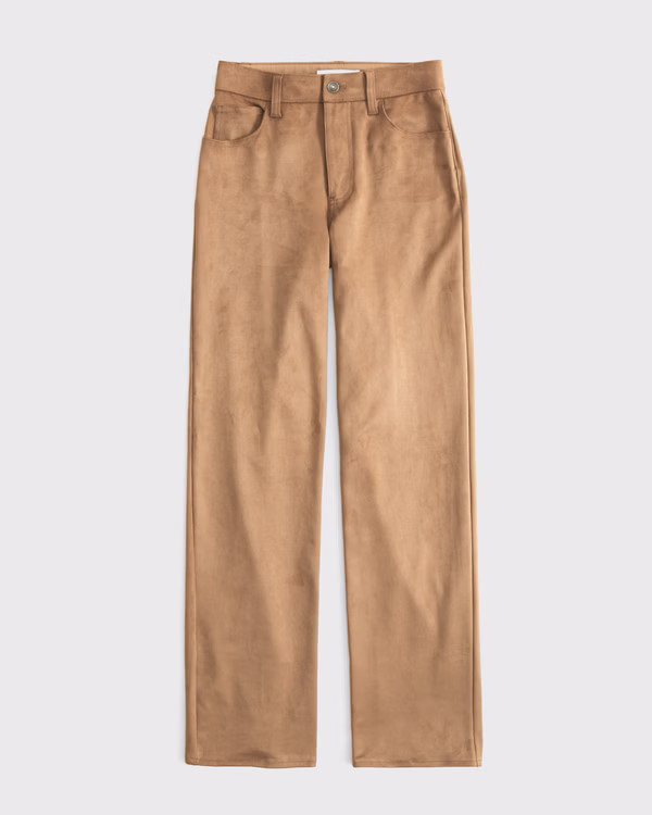 Women's Curve Love High Rise 90s Relaxed Vegan Suede Pant | Women's Bottoms | Abercrombie.com | Abercrombie & Fitch (US)