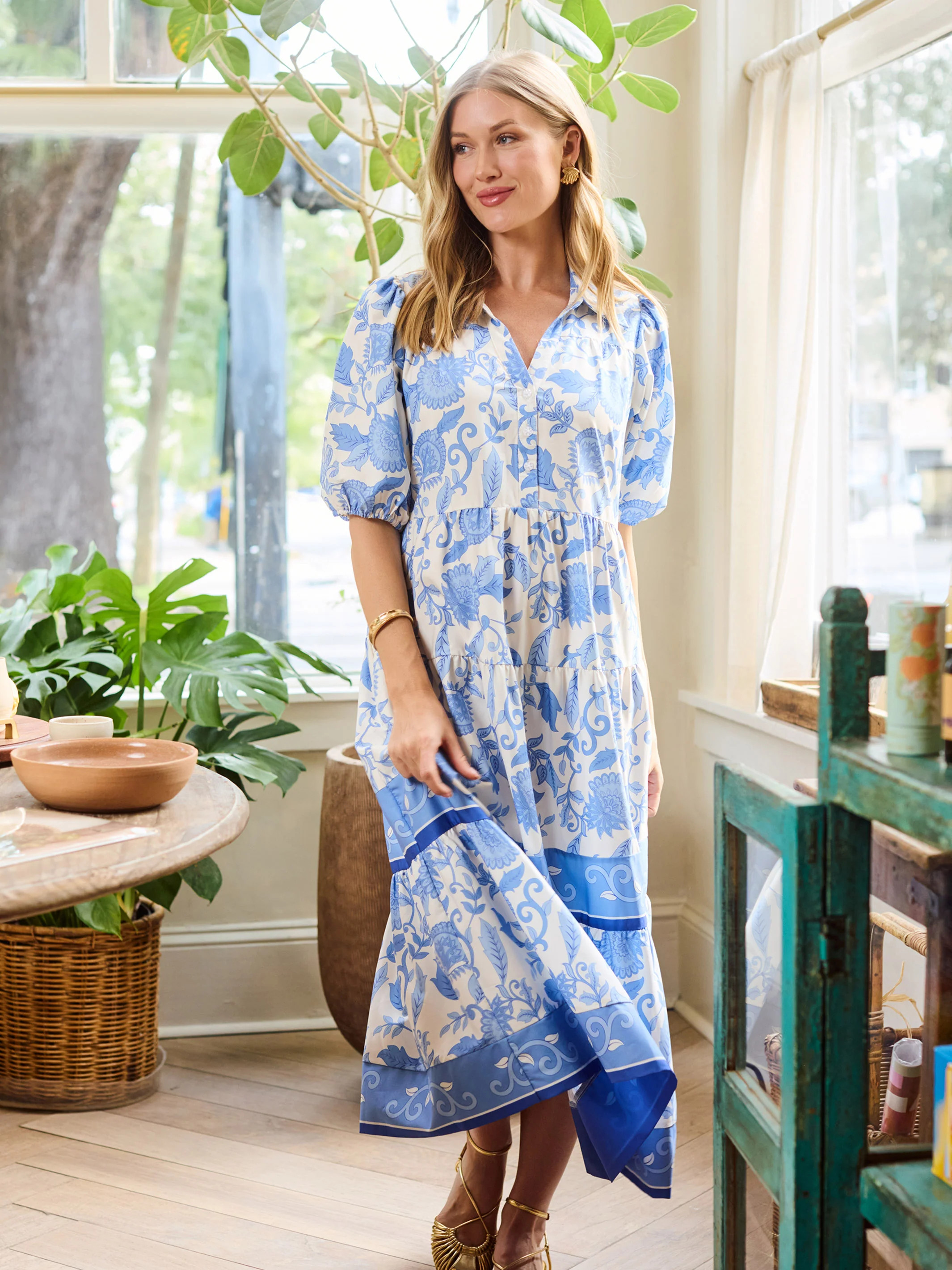 Eloise Dress | Porcelain Vines Blue | Mary Square