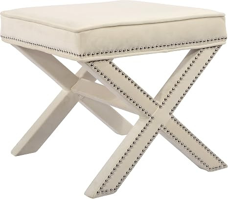 Meridian Furniture Nixon Collection Modern | Contemporary Velvet Upholstered Ottoman / Bench with... | Amazon (US)