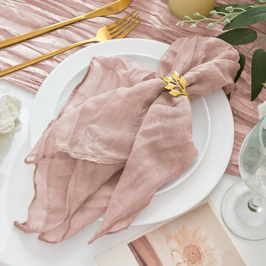 12 Pack Cheesecloth Napkins 20"x20" Dusty Pink Boho Gauze Cheese Cloth Napkins Bulk Rustic Dinner... | Amazon (US)