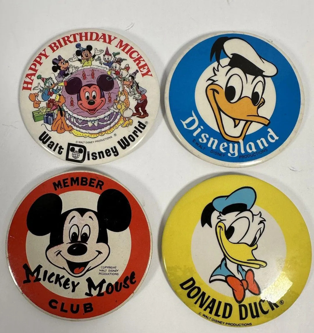 4 Vintage Disney Pinback Button Lot Mickey Mouse Club Donald Duck Disneyland | Etsy (US)