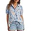 Cicy Bell Womens Puff Short Sleeve Button Down Shirts Summer Casual Collared V Neck Blouse Linen ... | Amazon (US)