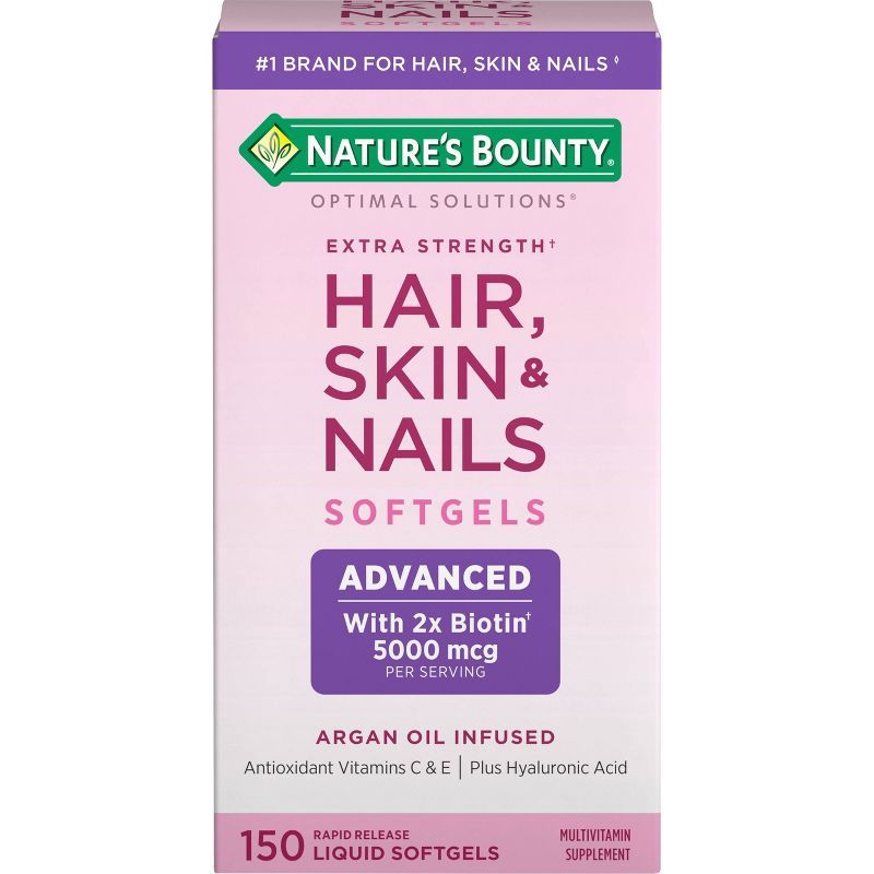 Nature's Bounty Optimal Solutions Extra Strength Hair, Skin and Nails Softgels with Biotin - 150c... | Target