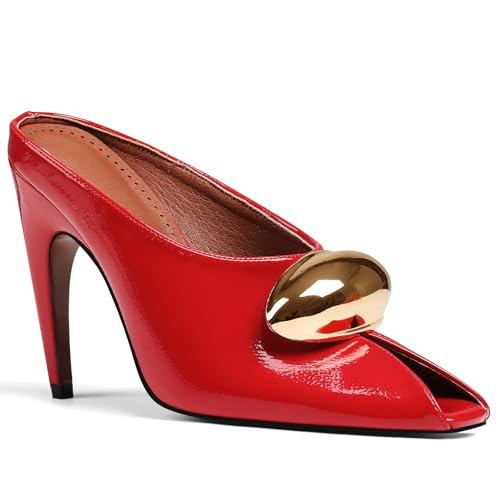 Oiamenne Stiletto Heels for Women Peep Toe Heeled Mules Sandals Pointed Toe Pumps High Heeled Sandals for Women Comfortable Casual Wedding Office Dating Dress Shoes | Amazon (US)