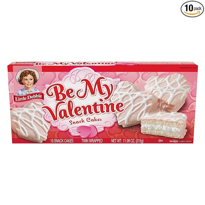 Little Debbie Valentine Cakes 5 Twin Wrapped HeartShaped Cakes, Vanilla, 11.09 Ounce | Amazon (US)
