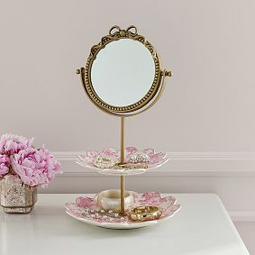 LoveShackFancy Tiered Jewelry Display With Vanity Mirror | Pottery Barn Teen