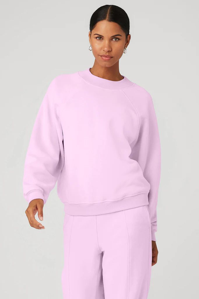 Heavy Weight Free Time Crew Neck Pullover - Sugarplum Pink | Alo Yoga
