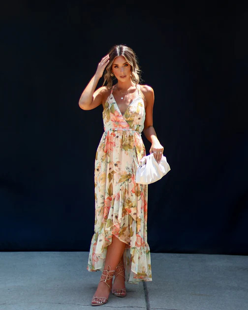 Marah Floral Ruffle Hem Maxi Dress | VICI