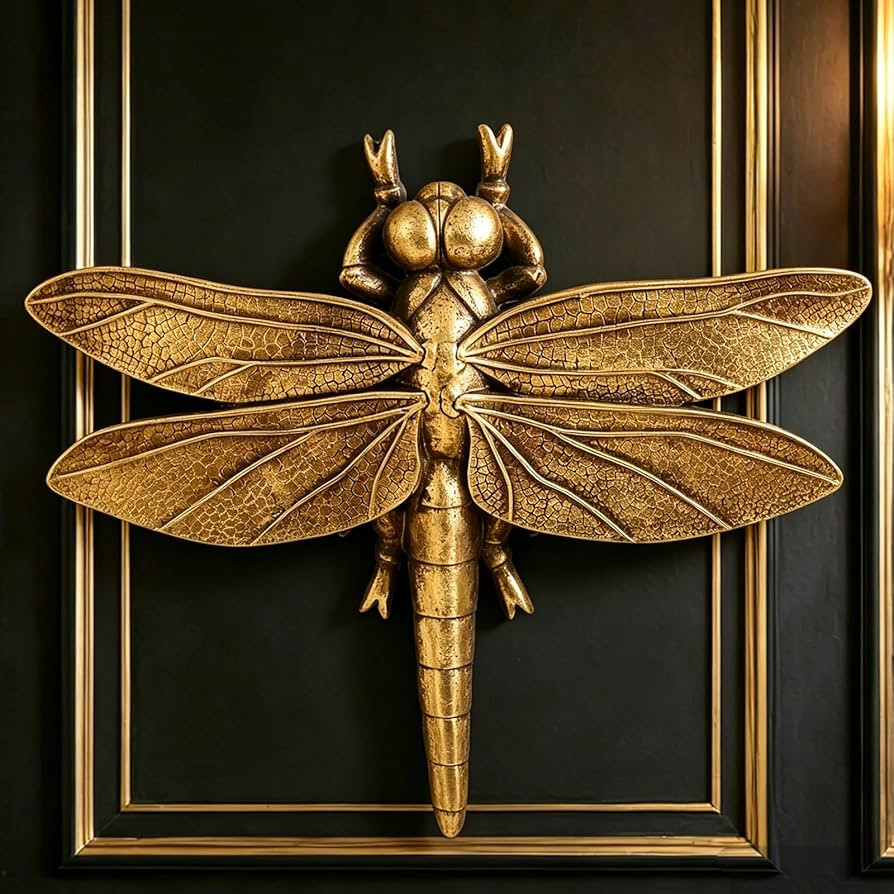 Semeid Large 3D Gold Dragonfly Wall Decor | Amazon (US)
