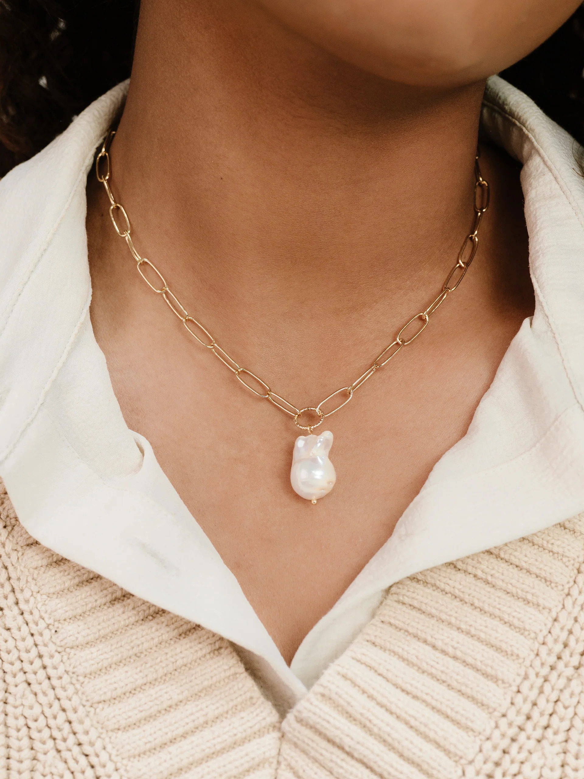 Single Pearl Chain Necklace | Ettika
