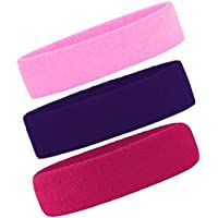 3 Pack Men & Women Sweatband Headband Terry Cloth Moisture Wicking for Sports Tennis Gym Work Out | Amazon (US)